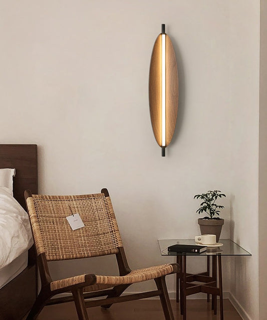 Designer Walnut Leaf Wall Sconce, Vintage Style – Bedroom, Living Room, Hotel Accent Lighting