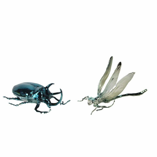 Luxury Metal Insect Sculpture Set – Dragonfly & Beetle Art Figurines for Living Room, Hotel & Home Decor