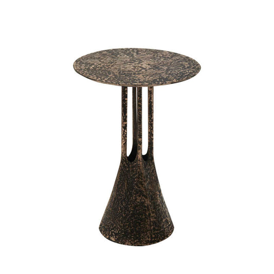 Vintage Brass Accent Side Table, Luxury Mid-Century Designer Round End Table, Artistic Sofa Corner Table