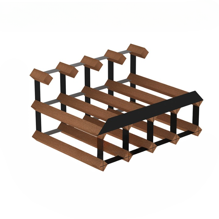 8-Bottle Wood Wine Rack, Countertop Display Holder with Metal Frame