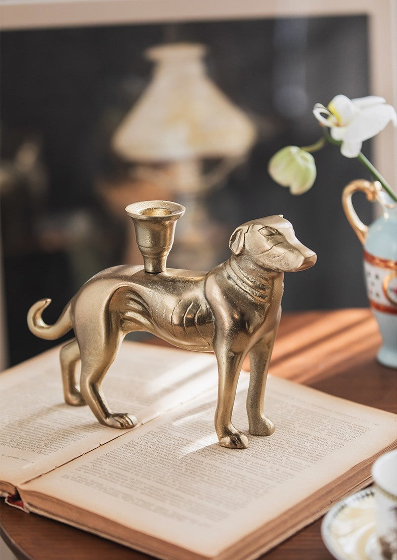 Gold Whippet Candle Holder Set – Modern Art Deco Dog Candle Stand, Luxury Hotel & Dining Table Decorative Props