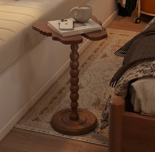 Vintage Solid Wood Side Table – Mid-Century Narrow Bedside Nightstand, Rustic Accent Table for Living Room, Bedroom, Balcony, Sofa, Coffee & Cup Table