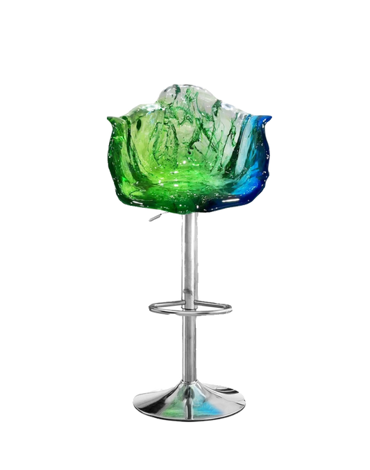 Luxury Designer Petal Bar Stool – Artistic Transparent Resin Adjustable Counter Chair, Modern Island Barstool with Chrome Base, Customizable Colors for Home & Commercial Use