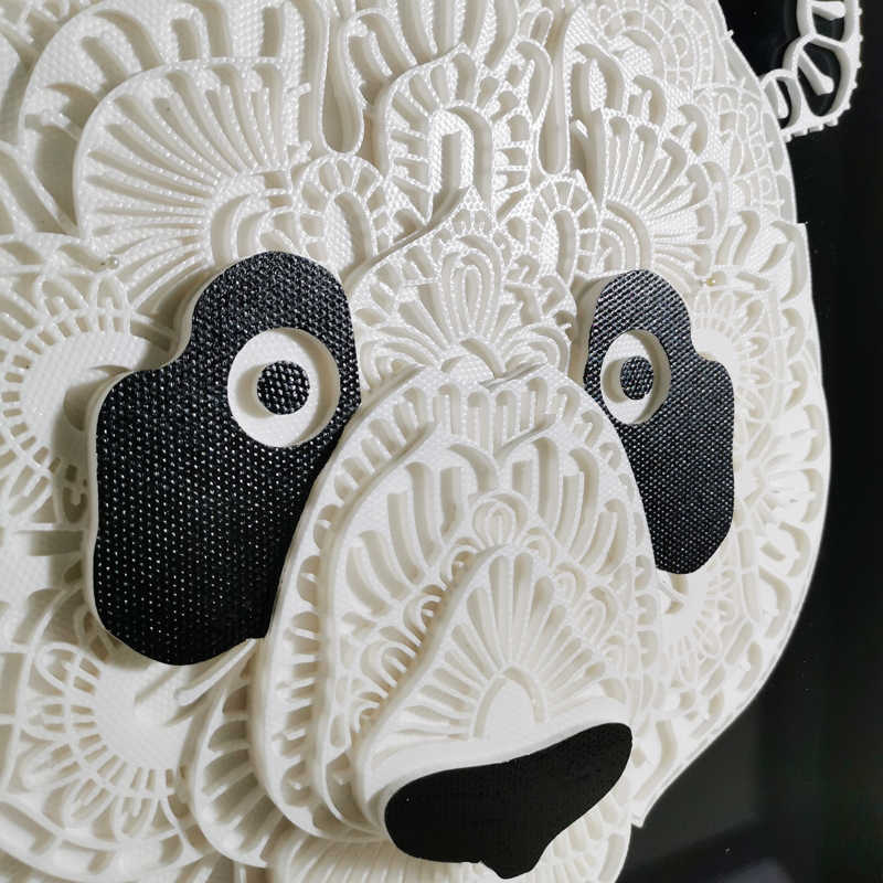 Panda 3D Layered Wall Art – Modern Mandala Hotel Wall Decor, White Creative Sculpture for Home, Boutique Guesthouse – Unique Handcrafted Panda Ornament