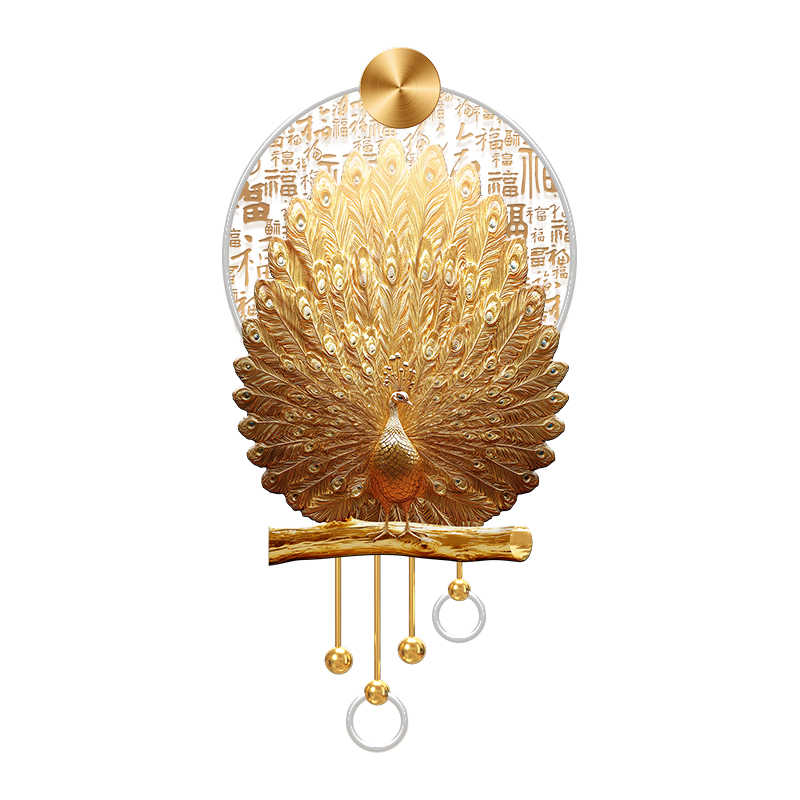 Luxury Gold Peacock LED Wall Art for Entryway, High-End 3D Corridor Hanging Painting with Remote, Modern Blessing Décor