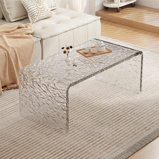 Acrylic Clear Water Ripple Side Table, Thick 10mm, Transparent Sofa/Window Table for Balcony, Bedroom
