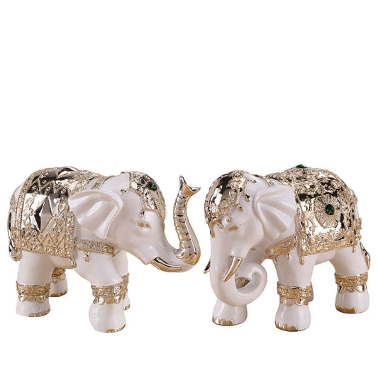 Grand Rose Gold Elephant Sculptures (Set of 2) – Large Resin Art for Entryway, Living Room, Hotel Lobby, or Corridor