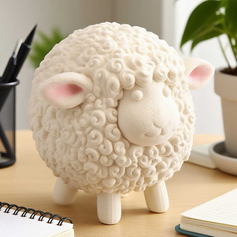 Cute Fluffy Sheep Desktop Ornament, Modern Cream-Style Table Decor for Living Room, TV Cabinet, Entryway, and Home Office