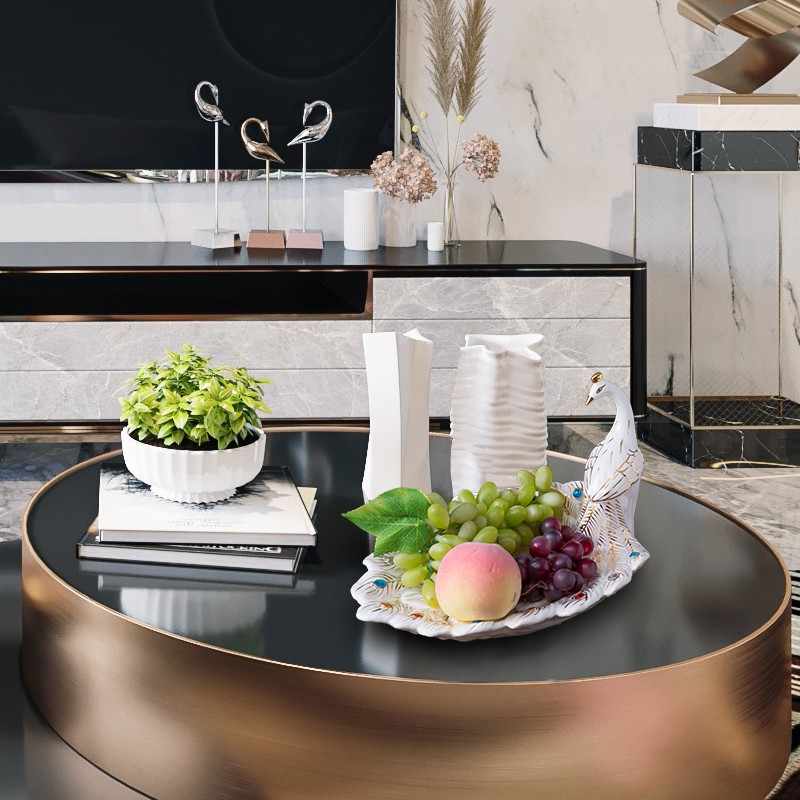 European Style Peacock Fruit Tray Set – Modern Ceramic Living Room Coffee Table Centerpiece, Creative Home Decor Decorative Plate