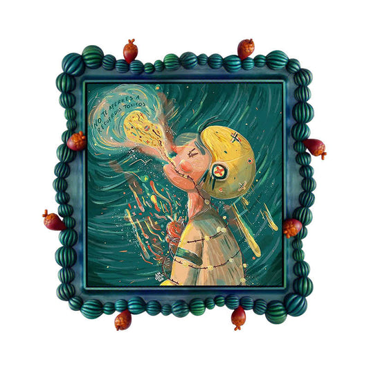 3D Cartoon Girl Wall Art, Modern Embossed Kids Room Decor, Colorful Square Relief Panel for Bedroom or Playroom