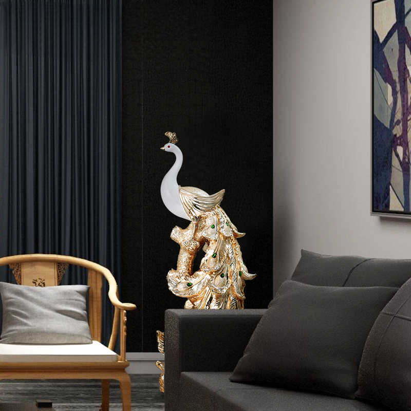 Extra Large Rose Gold Peacock Floor Sculpture – Luxury Resin Art for Living Room, Lobby, or Hotel Centerpiece