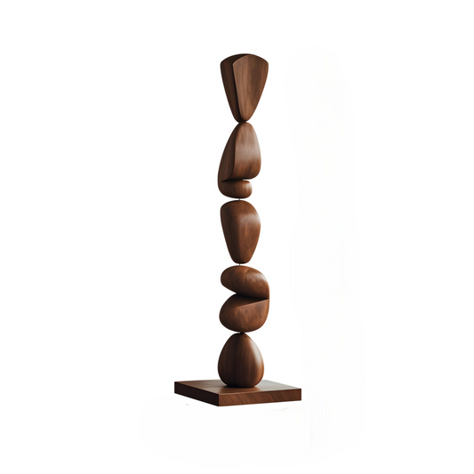 Large Abstract Walnut Wood Sculpture, Modern Organic Floor Art Decor for Hotel Lobby, Gallery, Luxury Home, Reception or Staircase