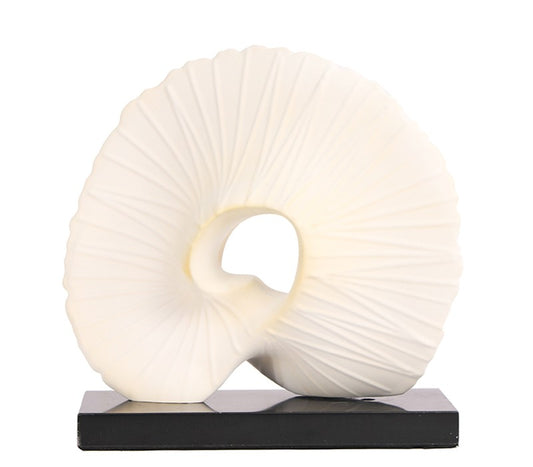 Modern White Abstract Spiral Sculpture, Luxury Resin Art Decor with Black Base, Minimalist Artistic Centerpiece for Living Room, Hotel Entryway, Villa, or Gallery Table