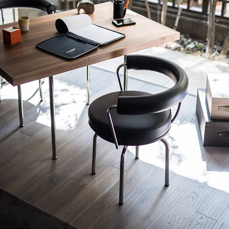 Modern Swivel Armchair, Bauhaus Designer Black Faux Leather Reception Chair for Living Room, Office, Meeting Area