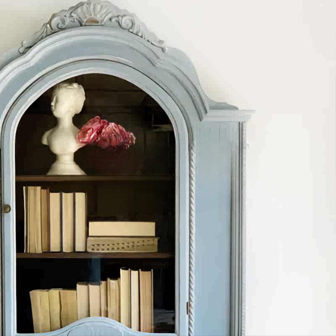 Vintage Luxury Carved Glass-Front Display Cabinet – Solid Wood Single-Door Wine & Bookcase High Cabinet