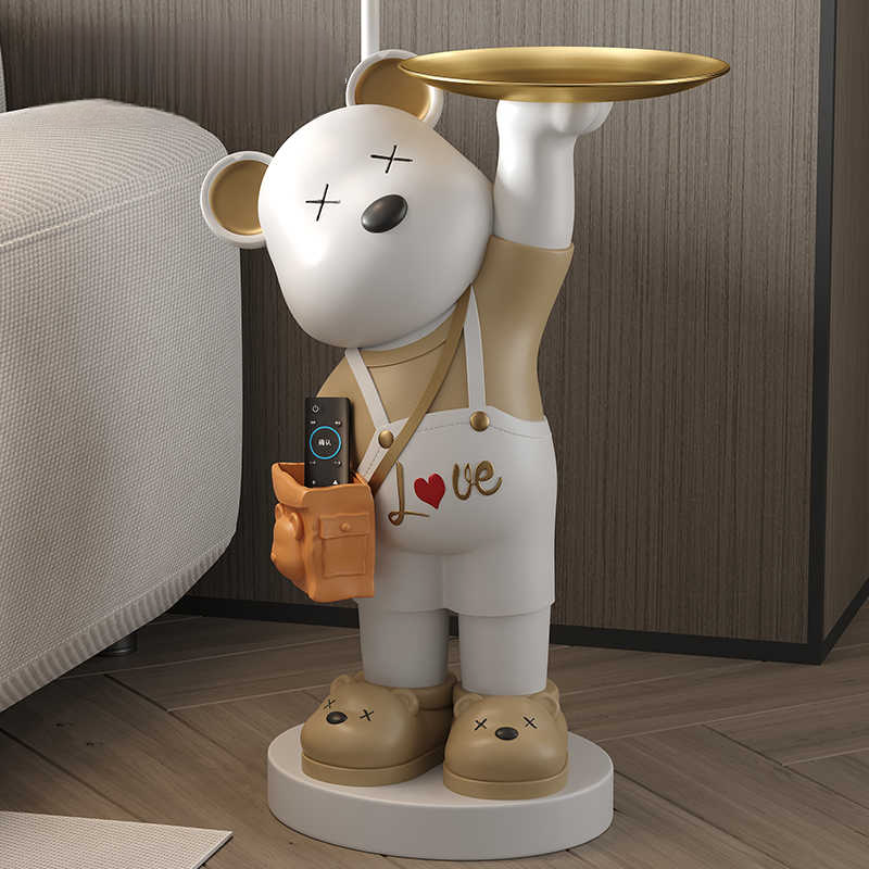Bear Floor Lamp with Storage Tray, Cute Modern Standing Light for Living Room, Bedroom, Sofa Side