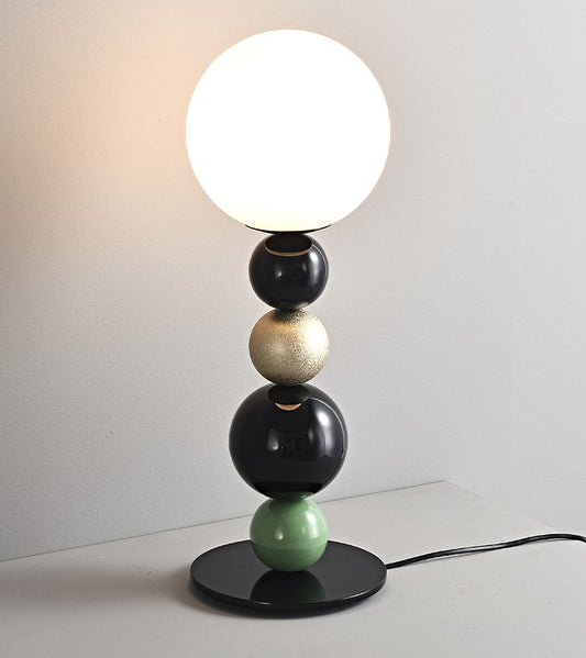 Bubble Table Lamp, Bauhaus-Inspired Artistic Globe Accent Light, Postmodern Green Glass and Metal Bedside Lamp for Entryway, Living Room, Bedroom