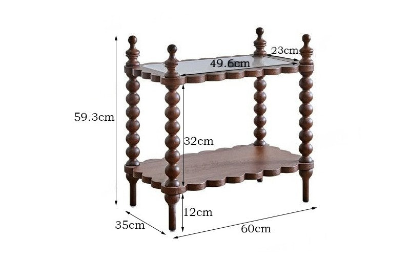 Vintage Solid Wood Cookie Side Table, Mid-Century 2-Tier Small Sofa Shelf – "Add Coffee" Finish