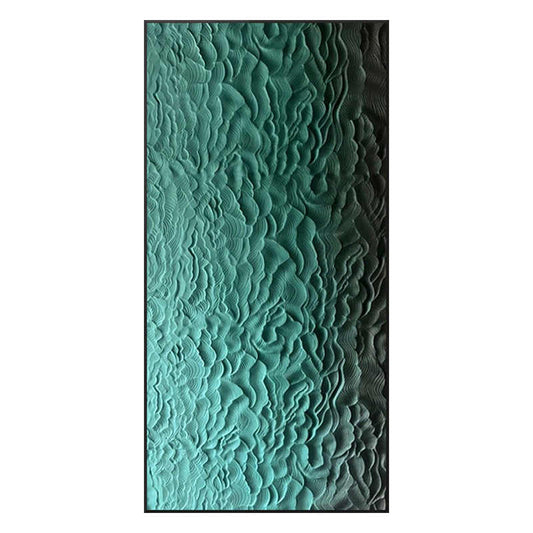 Modern Wave Textured 3D Wood Relief Wall Art with Black Aluminum Frame, Hand-Painted Sandstone Panel for Living Room, Entryway or Hotel