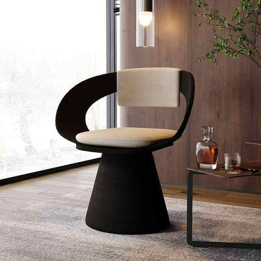 Modern Designer Swivel Chair with Circular Backrest, Contemporary Vanity Chair for Bedroom & Dining Room