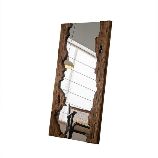 Vintage Solid Wood Full-Length Mirror, Creative Floor Standing Dressing Mirror for Home, Hotel, Boutique