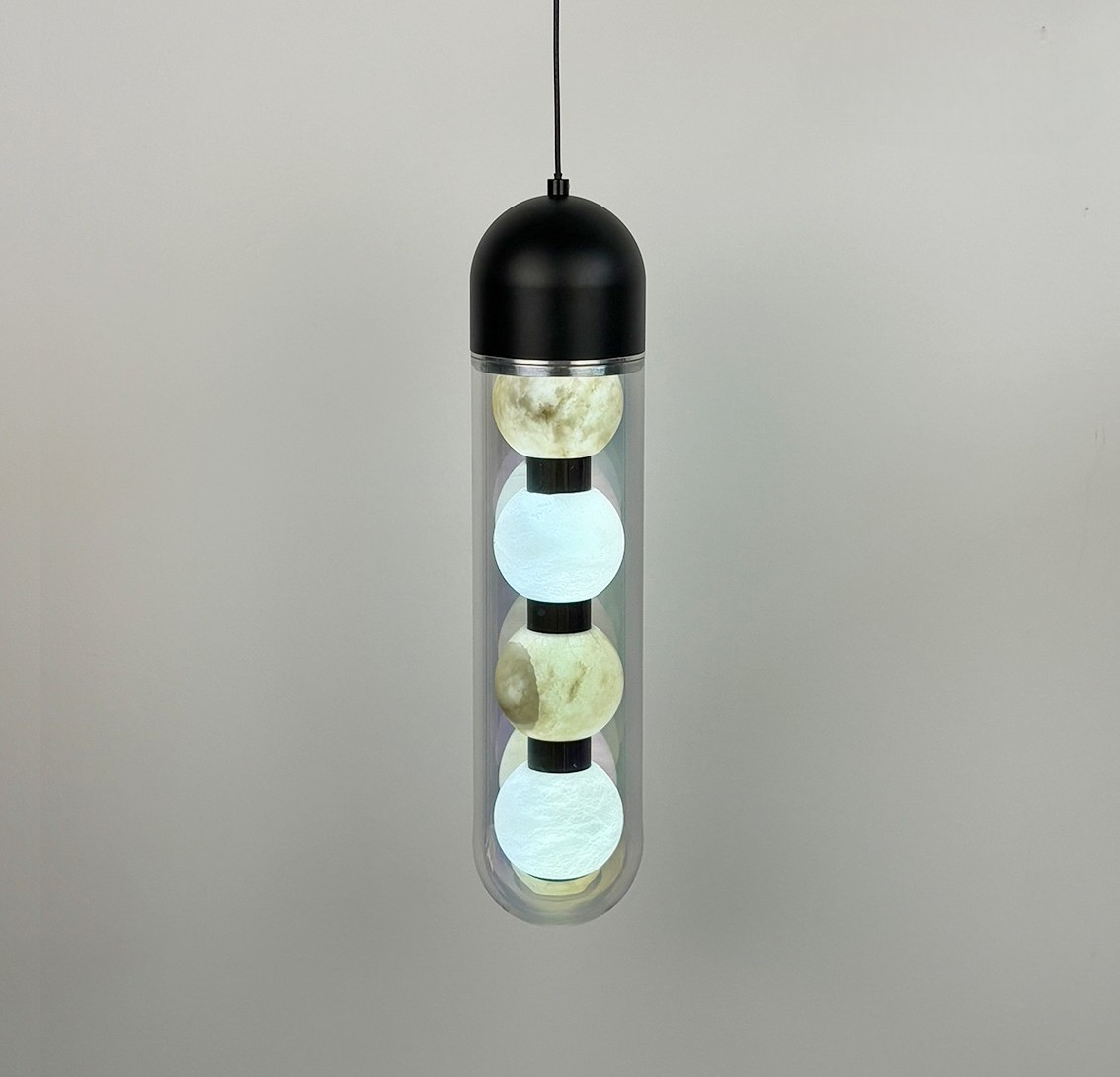 Modern Marble Pendant Light, 4-Head Cloud Stone Glass Hanging Lamp, Minimalist Kitchen Island, Dining Room, Bedroom Lighting Fixture