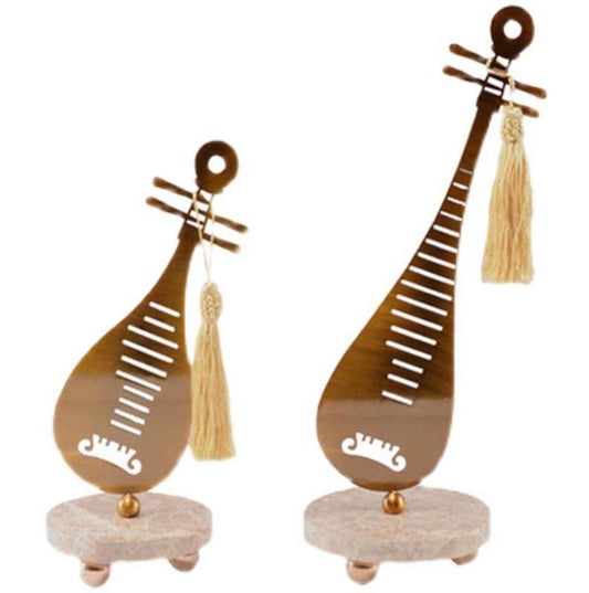 Modern Metal Pipa Sculpture Set – Abstract Luohan Instrument Decor for Entryway, Study, Office, or Living Room