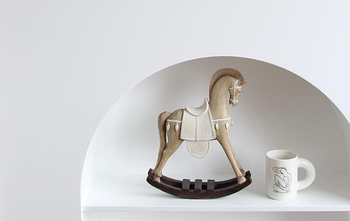 Vintage Western Rustic Rocking Horse Sculpture – Abstract Desktop Art, Modern Farmhouse Tabletop Ornament