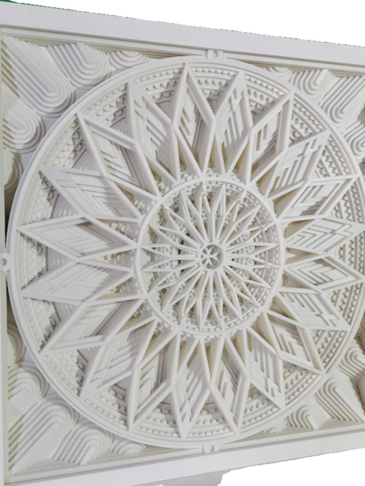 3D Geometric Mandala KT Board Wall Art – Minimalist Square Wall Sculpture, Modern Living Room Decor, (Aluminum Frame)