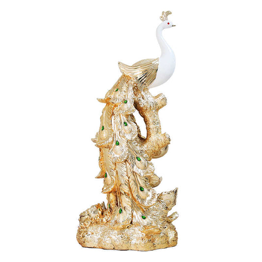 Extra Large Rose Gold Peacock Floor Sculpture – Luxury Resin Art for Living Room, Lobby, or Hotel Centerpiece