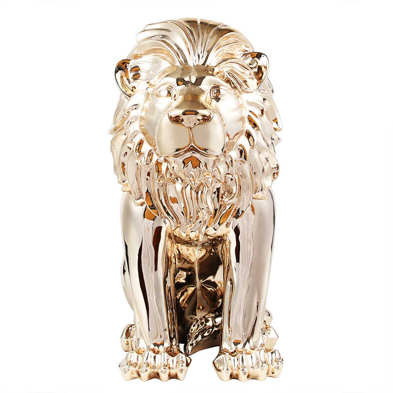 Luxury Rose Gold Lion Sculpture – Large Resin Art Statue for Living Room, Hotel, Entryway, or Club Decor