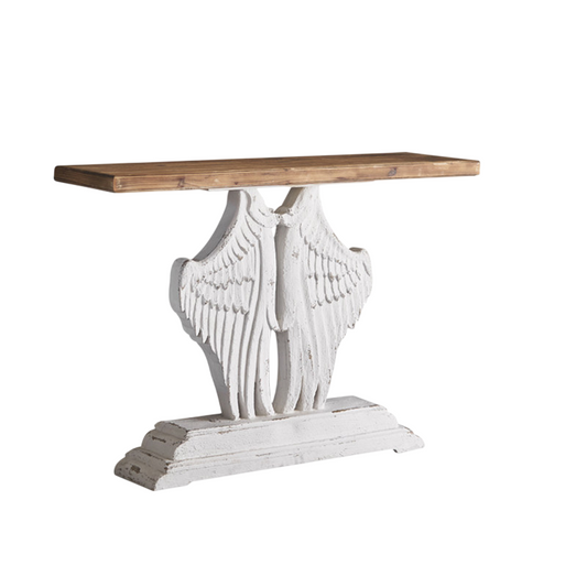 Vintage Farmhouse Console Table with Angel Wing Pedestal Base, Rustic Solid Wood Entryway Console Table, Narrow Hallway Sofa Table for Foyer, Living Room and Entryway