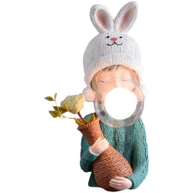 Cute Cartoon Bubble Sweater Girl Table Lamp, Princess Bedroom Bedside Night Light & Decor