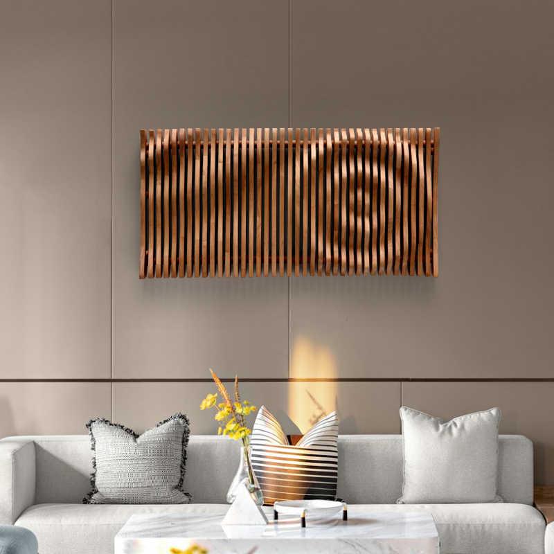 Modern Wave Wood Wall Sculpture, Abstract Carved Panel Art for Hotel, Office, Tea Room Decor