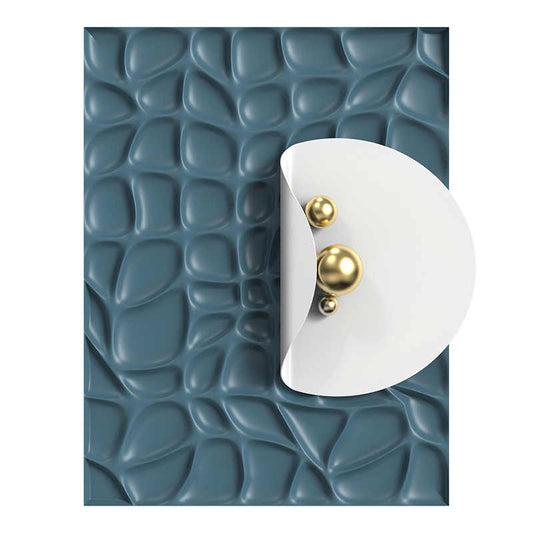 Luxury Modern Abstract Blue 3D Stone Pattern Wall Art, Handcrafted Sandstone Relief Panel with Gold Spheres for Living Room, Entryway, or Dining Room