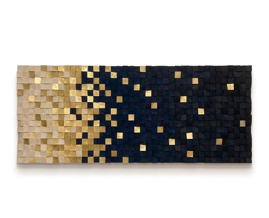 Vintage Modern 3D Pine Wood Mosaic Wall Art, Hand-Painted Solid Wood Decorative Sculpture for Hotel, Sample Room & Home, Unframed
