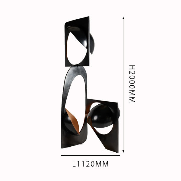 Hotel & Showroom Creative Art Installation Floor Lamp, Modern Sculptural Sand Black Statement Piece, Medium Size