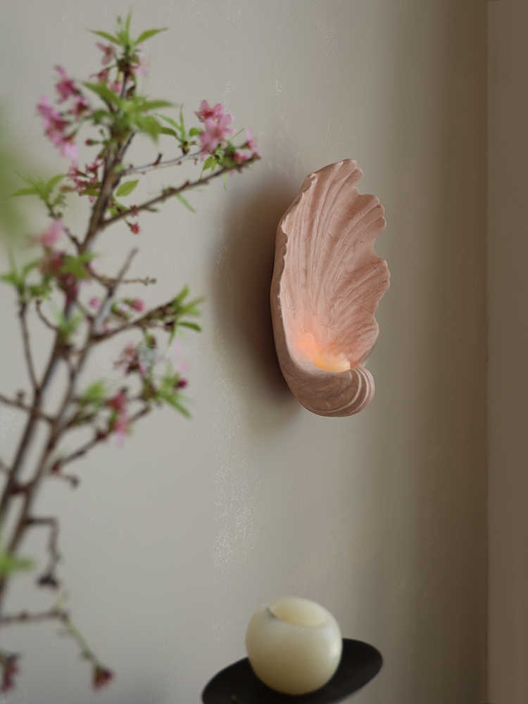 Pink Large Ceramic Shell Wall Candle Holder – Home Décor for Living Room, Entryway, Narrow Wall Decoration