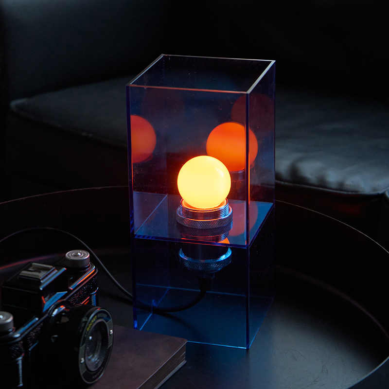 Modern Minimalist Acrylic Table Lamp – "Sunrise Blue" Designer Handmade Bedside & Decorative Light