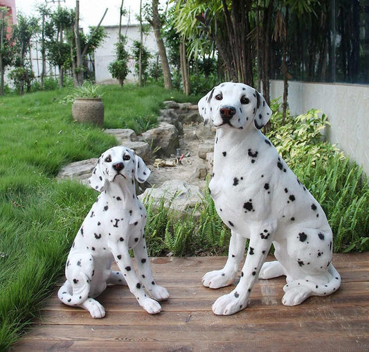 Realistic Dalmatian Dog Statue Set, Large Outdoor Resin Sitting Dog Sculptures – Garden, Foyer, Patio, Living Room Decor