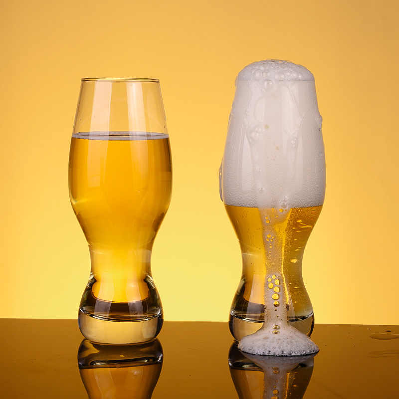 Craft Beer Glass Set with Narrow Waist Design, Thick 473ml Wheat Beer Glasses for Bar & Home, Professional Wide Mouth Beer Mugs, Set of 2