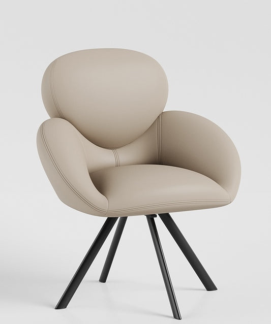 Luxury Swivel Vanity Chair – Mid-Century Modern Leather Accent Chair with Backrest, Designer Rotating Makeup Stool for Bedroom, Dressing Room, Home Office