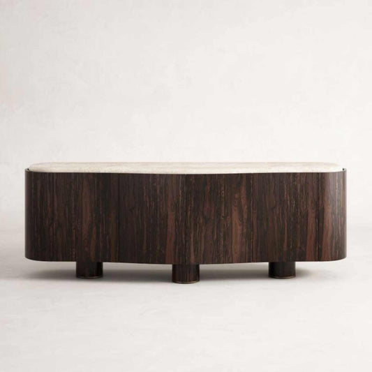 Vintage Solid Wood Buffet – Modern Luxury Sideboard with Marble Top, Minimalist Home Dining Cabinet