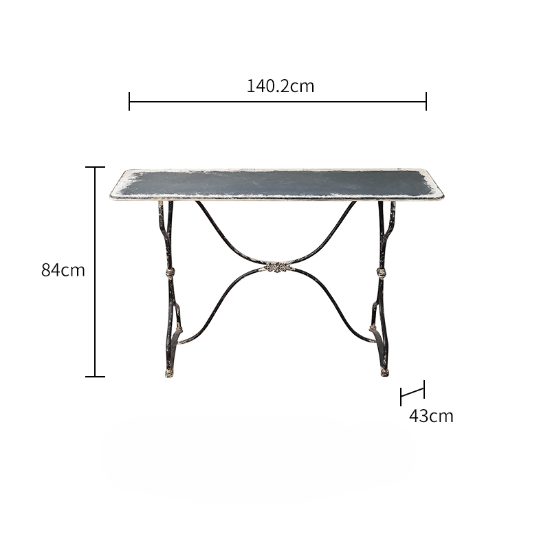 Vintage Industrial Iron Console Table, Black Metal Entryway Table, Rustic Garden Workbench, Living Room Accent Display Desk