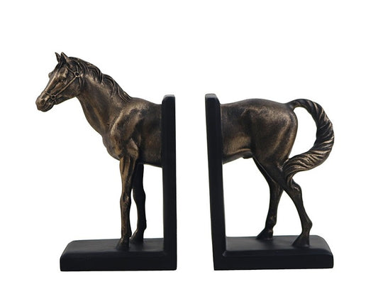 Vintage Horse Head Resin Bookends – Creative Bookcase Sculpture for Study, Living Room, Office Shelf
