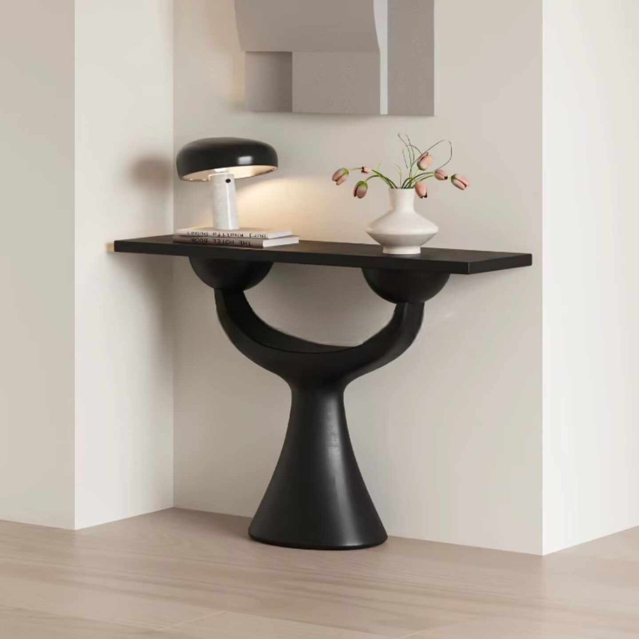 Retro Solid Wood Console Table, Minimalist Entryway Decor Cabinet for Hallway, Foyer, or Living Room, Classic Black