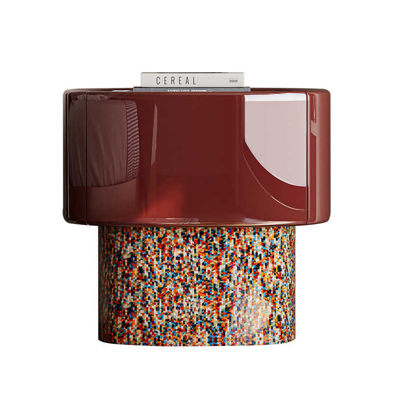 High Gloss Coral Dopamine Nightstand, Retro Modern Bedside Table with Drawer for Luxury Bedroom Storage