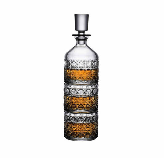 Vintage Crystal Whiskey Decanter Set – Professional Glass Liquor Bottle with Stopper, Home Barware for Whisky, Bourbon, Scotch & Cocktails