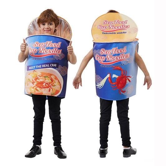 Child Cup Noodles Costume Set – Funny Instant Ramen Outfit for Halloween, Cosplay, Food Parade & Family Events
