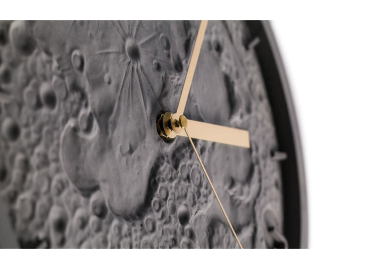 Moon Surface Wall Clock, Minimalist Luminous Cement Art Clock for Living Room & Dining